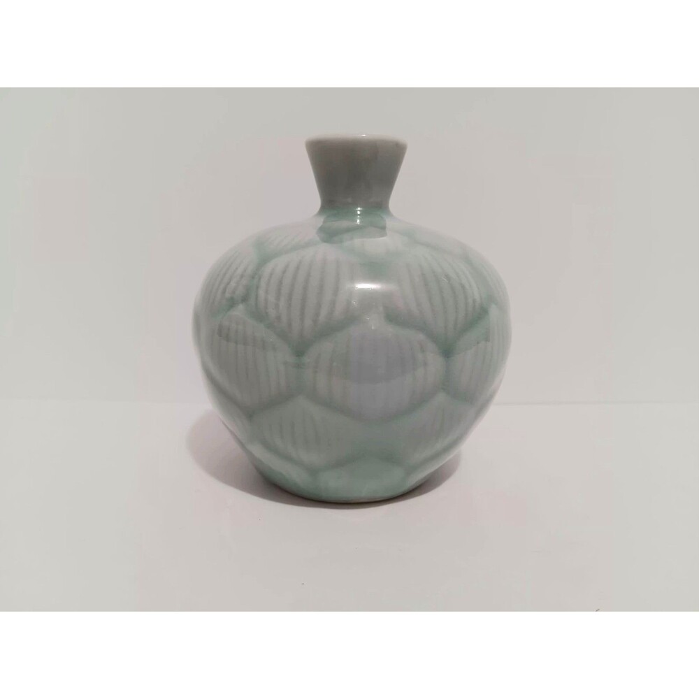 Asian Green Bud Vase Home Decor Ceramic 3.25"